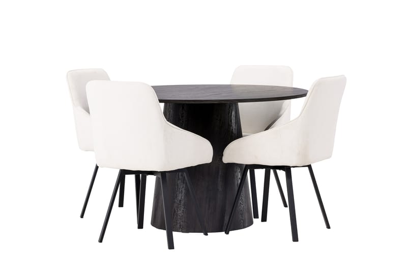 Lanzo Matgrupp 120 cm Rund med 4 Rosie stolar - Beige - Möbler - Bord & matgrupper - Matgrupper