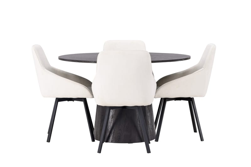 Lanzo Matgrupp 120 cm Rund med 4 Rosie stolar - Beige - Möbler - Bord & matgrupper - Matgrupper