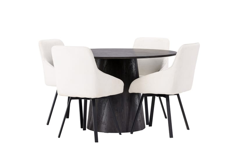 Lanzo Matgrupp 120 cm Rund med 4 Rosie stolar - Beige - Möbler - Bord & matgrupper - Matgrupper