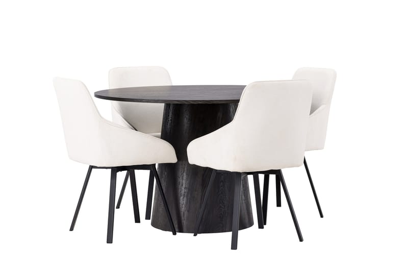 Lanzo Matgrupp 120 cm Rund med 4 Rosie stolar - Beige - Möbler - Bord & matgrupper - Matgrupper