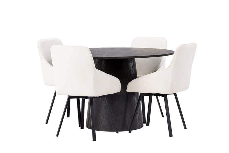 Lanzo Matgrupp 120 cm Rund med 4 Rosie stolar - Beige - Möbler - Bord & matgrupper - Matgrupper