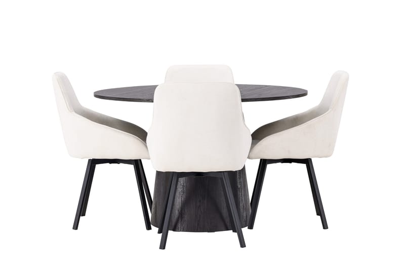 Lanzo Matgrupp 120 cm Rund med 4 Rosie stolar - Beige - Möbler - Bord & matgrupper - Matgrupper