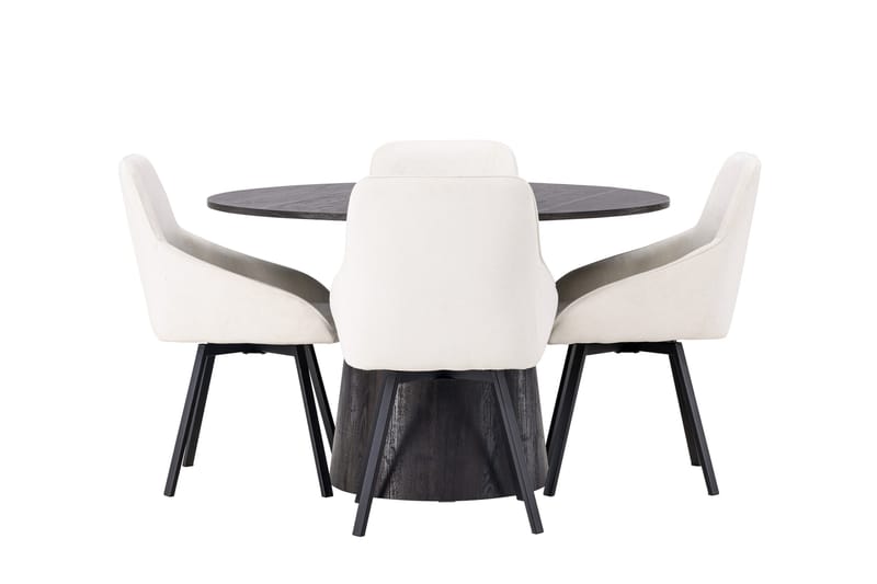 Lanzo Matgrupp 120 cm Rund med 4 Rosie stolar - Beige - Möbler - Bord & matgrupper - Matgrupper