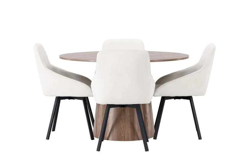 Lanzo Matgrupp 120 cm Rund med 4 Rosie Stolar, Natur