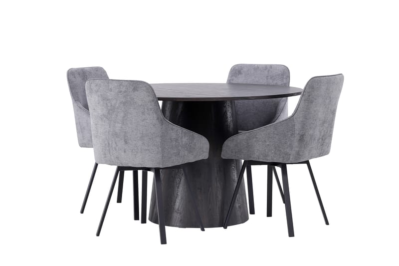 Lanzo Matgrupp 120 cm Rund med 4 Rosie stolar - Svart - Möbler - Bord & matgrupper - Matgrupper