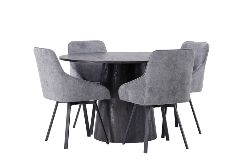 Lanzo Matgrupp 120 cm Rund med 4 Rosie stolar - Svart - Möbler - Bord & matgrupper - Matgrupper