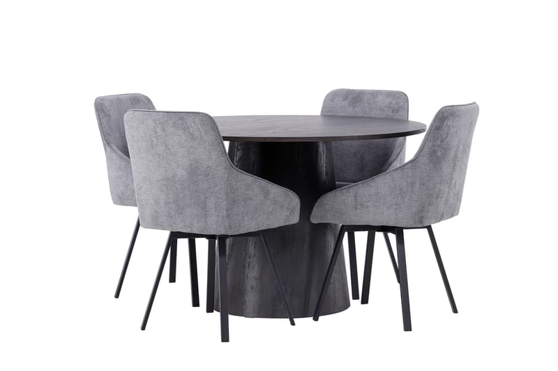 Lanzo Matgrupp 120 cm Rund med 4 Rosie stolar - Svart - Möbler - Bord & matgrupper - Matgrupper
