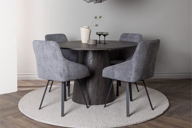 Lanzo Matgrupp 120 cm Rund med 4 Rosie stolar - Svart - Möbler - Bord & matgrupper - Matgrupper