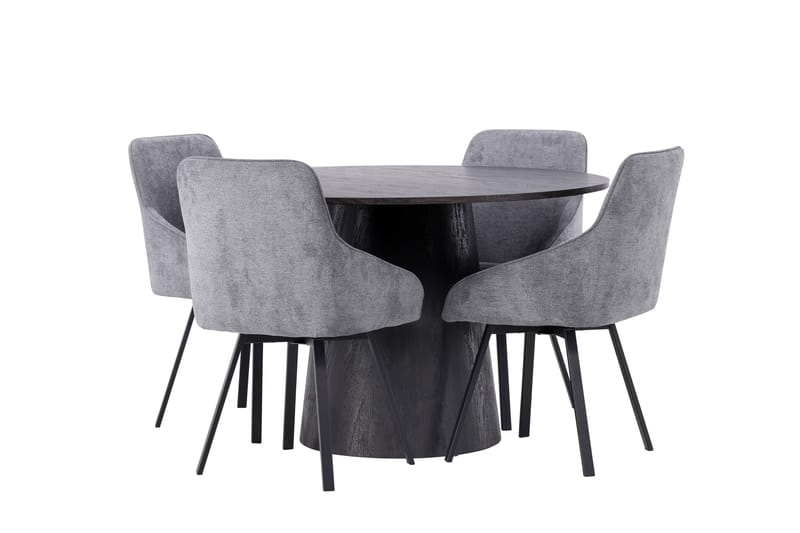 Lanzo Matgrupp 120 cm Rund med 4 Rosie stolar - Svart - Möbler - Bord & matgrupper - Matgrupper