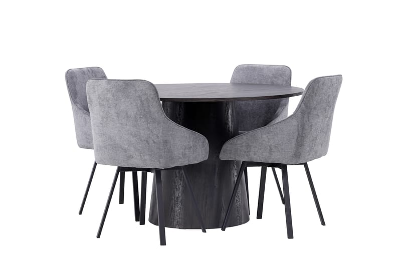 Lanzo Matgrupp 120 cm Rund med 4 Rosie stolar - Svart - Möbler - Bord & matgrupper - Matgrupper