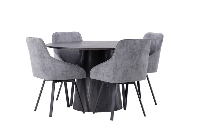 Lanzo Matgrupp 120 cm Rund med 4 Rosie stolar - Svart - Möbler - Bord & matgrupper - Matgrupper