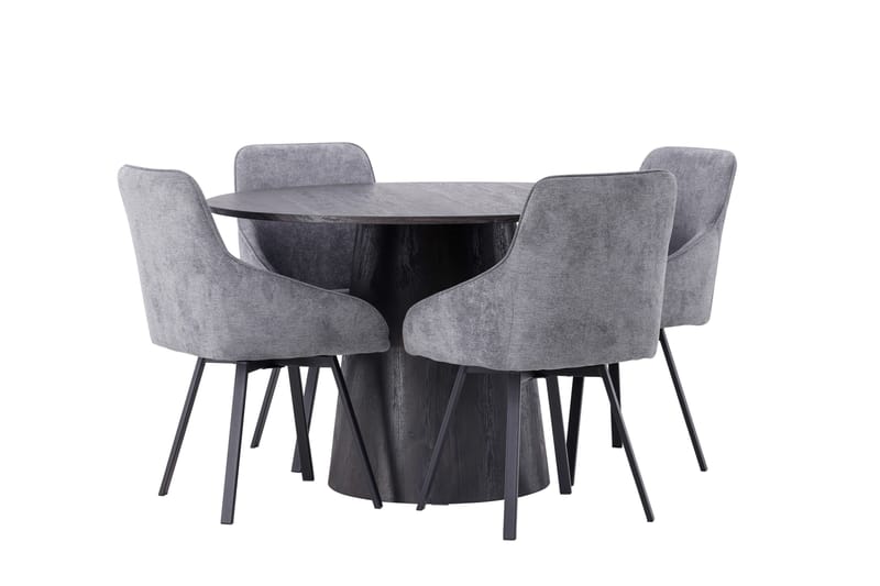 Lanzo Matgrupp 120 cm Rund med 4 Rosie stolar - Svart - Möbler - Bord & matgrupper - Matgrupper