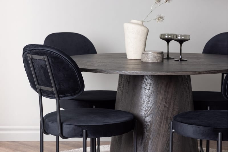 Lanzo Matgrupp 120 cm Rund med 4 Stella stolar - Svart - Möbler - Bord & matgrupper - Matgrupper