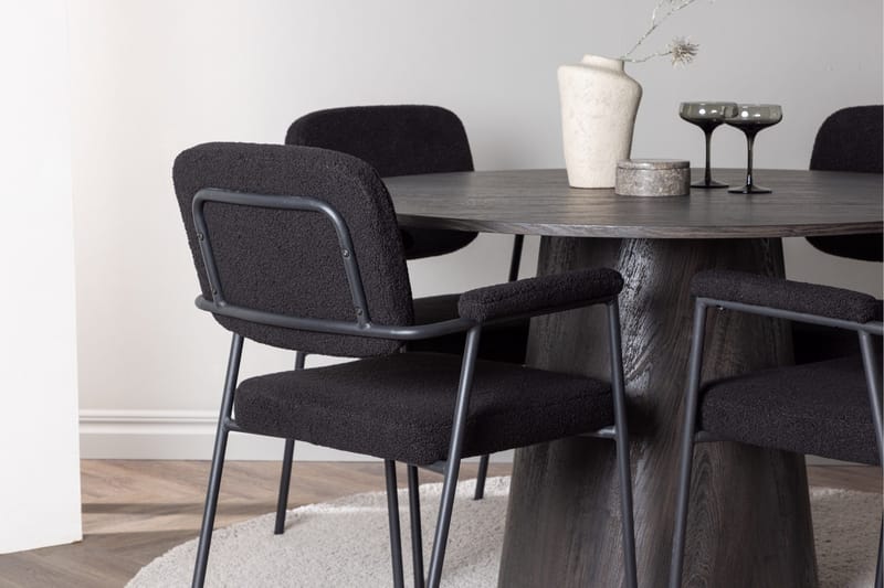 Lanzo Matgrupp 120 cm Rund med 4 Yesterday stolar - Svart - Möbler - Bord & matgrupper - Matgrupper