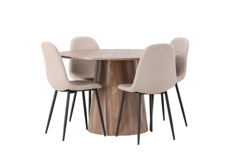Lanzo Matgrupp 120 cm Rund med 4 Polar Stolar - Natur - Möbler - Bord & matgrupper - Matgrupper