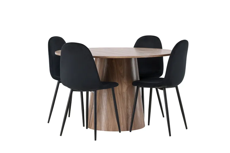 Lanzo Matgrupp 120 cm Rund med 4 Polar Stolar - Natur - Möbler - Bord & matgrupper - Matgrupper