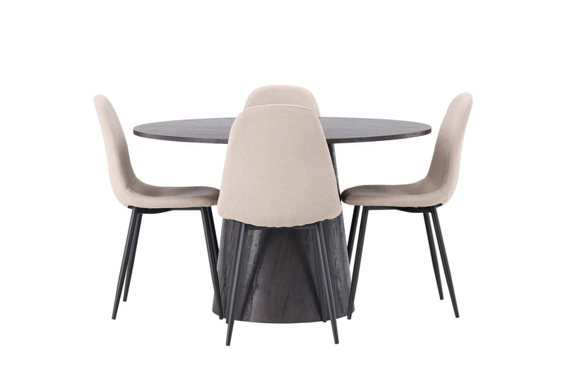 Lanzo Matgrupp 120 cm Rund med 4 Polar stolar, Beige