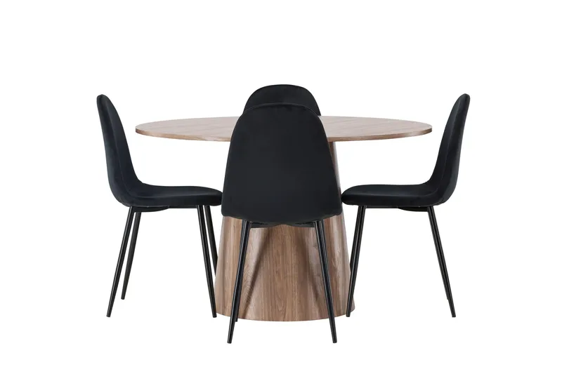 Lanzo Matgrupp 120 cm Rund med 4 Polar Stolar, Natur