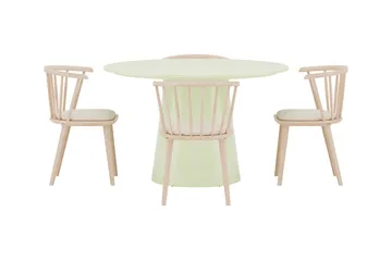 Lanzo Rund Matgrupp 120 cm med 4 Bobby Matstolar - matcha grön - Möbler - Bord & matgrupper - Matgrupper