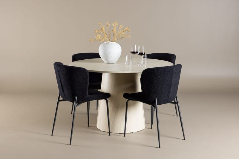 Lanzo Runt Matbord 120 cm med 4 Modesto Matstol