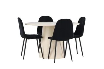 Lanzo Runt Matbord 120 cm med 4 Polar Matstol - Möbler - Bord & matgrupper - Matgrupper