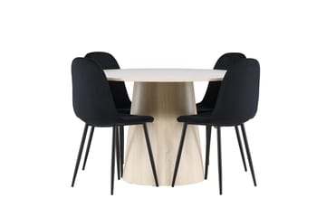 Lanzo Runt Matbord 120 cm med 4 Polar Köksstol - Möbler - Bord & matgrupper - Matgrupper