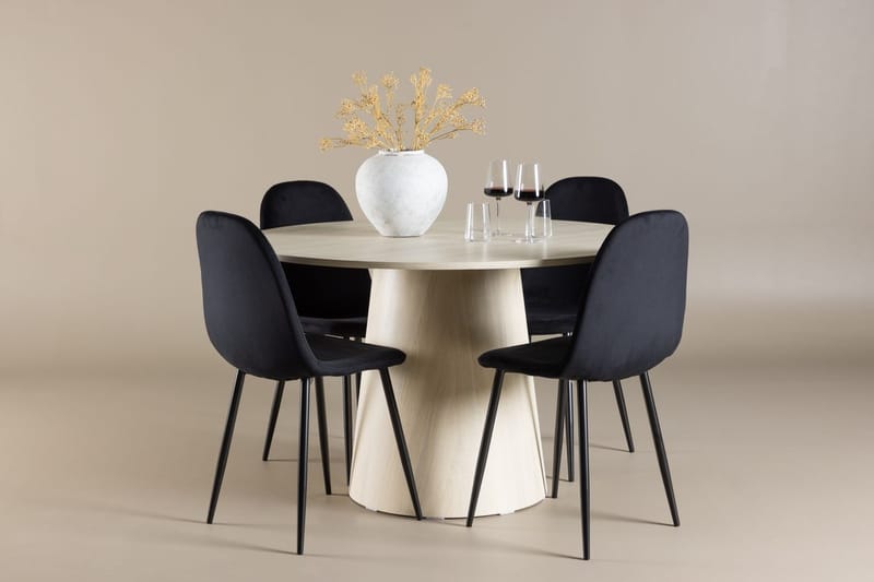 Lanzo Runt Matbord 120 cm med 4 Polar Köksstol
