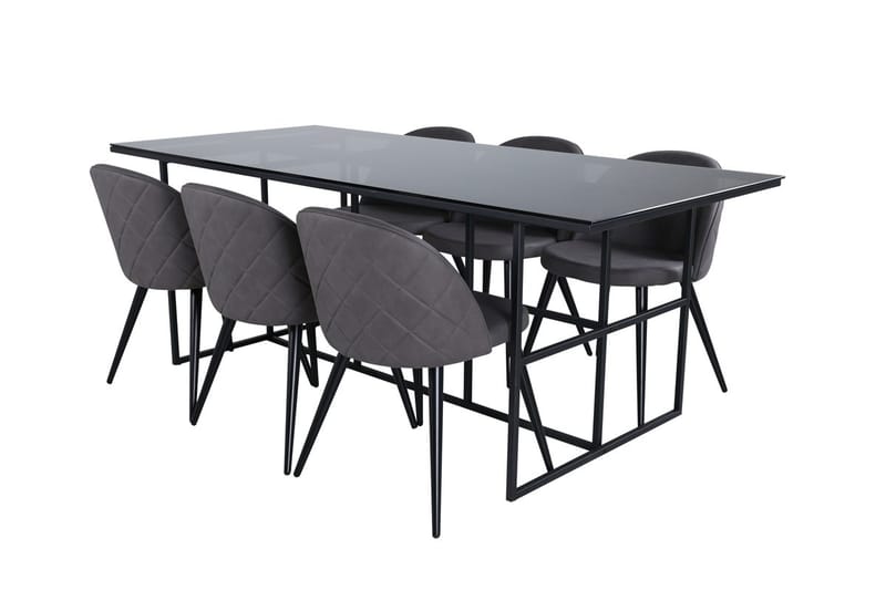 Leif Matbord 200 cm med 6 Velvet Stitches Matstol - Möbler - Bord & matgrupper - Matgrupper