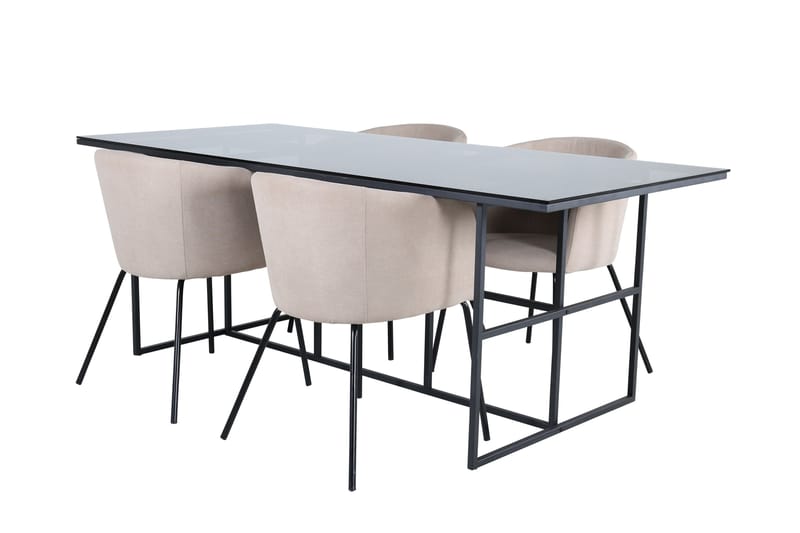 Leif Matgrupp 200 cm Rektangulär med 4 Berit stolar, Beige