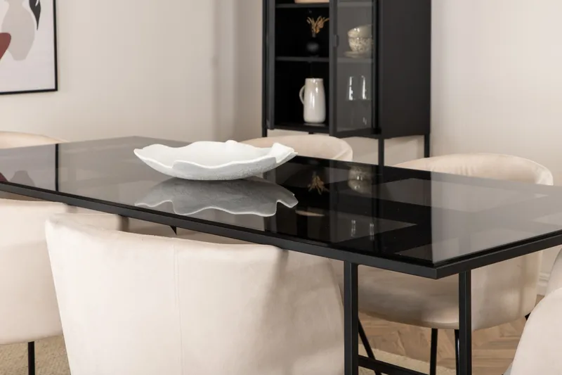 Leif Matgrupp 200 cm Rektangulär med 6 Berit stolar - Beige - Möbler - Bord & matgrupper - Matgrupper