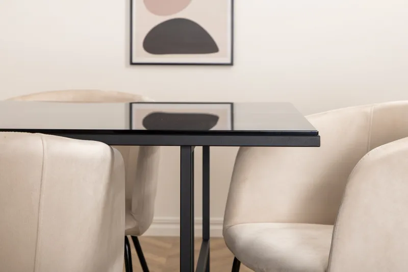 Leif Matgrupp 200 cm Rektangulär med 6 Berit stolar - Beige - Möbler - Bord & matgrupper - Matgrupper