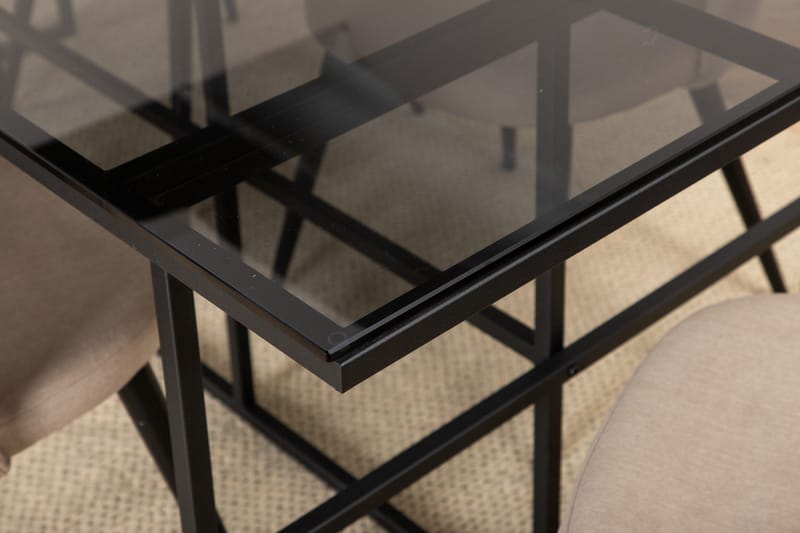 Leif Matgrupp 200 cm Rektangulär med 6 Velvet stolar - Beige - Möbler - Bord & matgrupper - Matgrupper