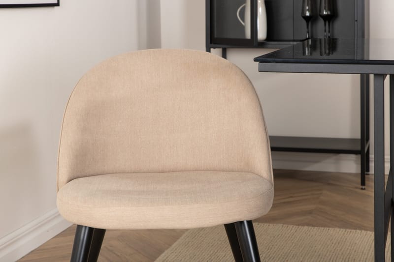 Leif Matgrupp 200 cm Rektangulär med 6 Velvet stolar - Beige - Möbler - Bord & matgrupper - Matgrupper