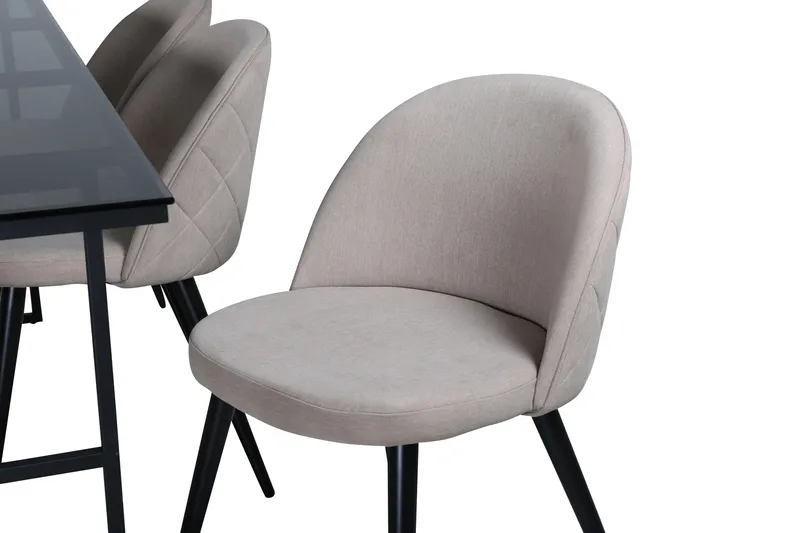 Leif Matgrupp 200 cm Rektangulär med 6 Velvet stolar - Beige - Möbler - Bord & matgrupper - Matgrupper