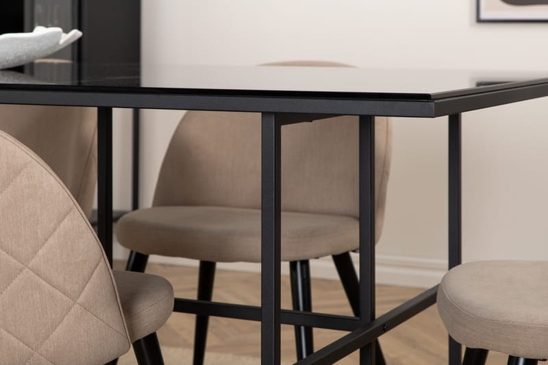 Leif Matgrupp 200 cm Rektangulär med 6 Velvet stolar - Beige - Möbler - Bord & matgrupper - Matgrupper