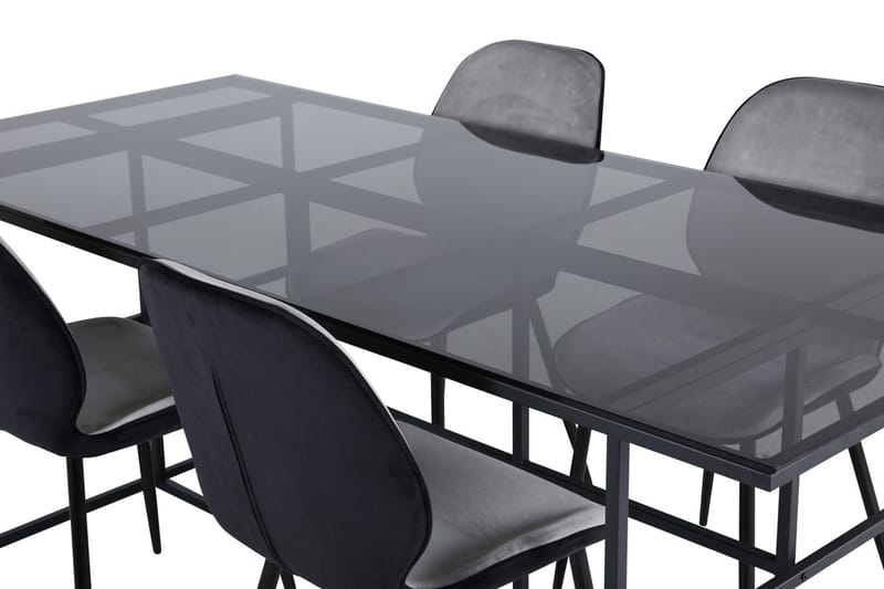Leif Rektangulär Matgrupp 200 cm med 4 Emma Matstolar - ljusgrå - Möbler - Bord & matgrupper - Matgrupper
