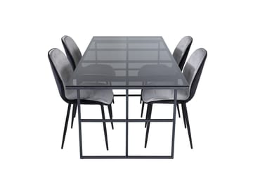 Leif Rektangulär Matgrupp 200 cm med 4 Emma Matstolar - ljusgrå - Möbler - Bord & matgrupper - Matgrupper