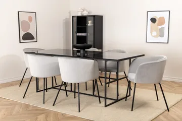 Leifa Matgrupp 200 cm inkl 6 Berita Stolar - Svart/Grå - Möbler - Bord & matgrupper - Matgrupper