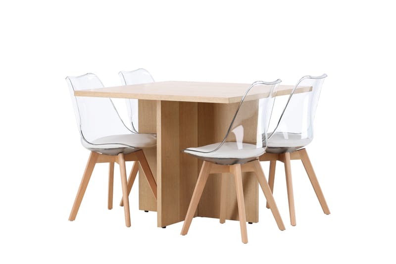 Leo Matgrupp 100 cm Rektangulär med 4 Edvin stolar - Natur - Möbler - Bord & matgrupper - Matgrupper