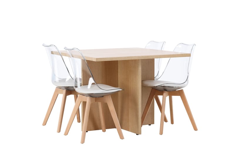 Leo Matgrupp 100 cm Rektangulär med 4 Edvin stolar - Natur - Möbler - Bord & matgrupper - Matgrupper