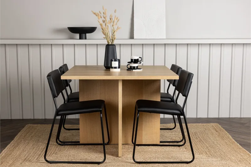 Leo Matgrupp 100 cm Rektangulär med 4 Kenth Stolar - Svart - Möbler - Bord & matgrupper - Matgrupper