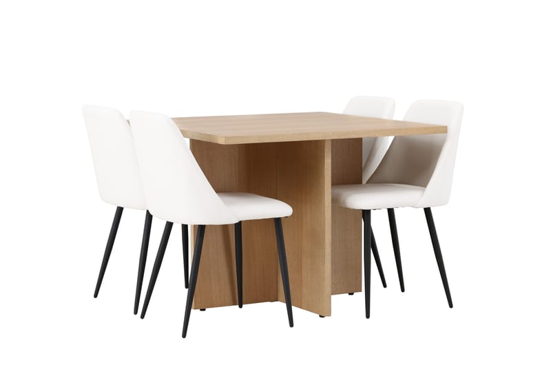 Leo Matgrupp 100 cm Rektangulär med 4 Night stolar - Natur - Möbler - Bord & matgrupper - Matgrupper