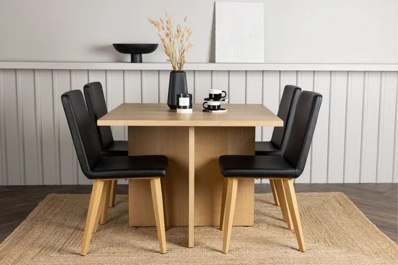 Leo Matgrupp 100 cm Rektangulär med 4 Today stolar - Svart - Möbler - Bord & matgrupper - Matgrupper