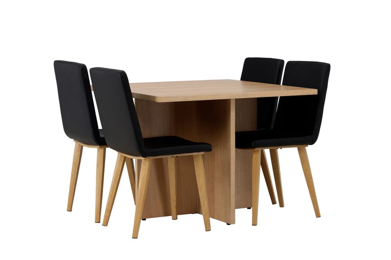 Leo Matgrupp 100 cm Rektangulär med 4 Today stolar - Svart - Möbler - Bord & matgrupper - Matgrupper