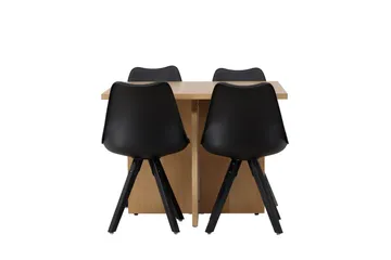 Leo Matgrupp 100 cm Rektangulär med 4 Zeno stolar - Svart - Möbler - Bord & matgrupper - Matgrupper
