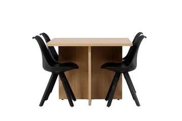 Leo Matgrupp 100 cm Rektangulär med 4 Zeno stolar - Svart - Möbler - Bord & matgrupper - Matgrupper