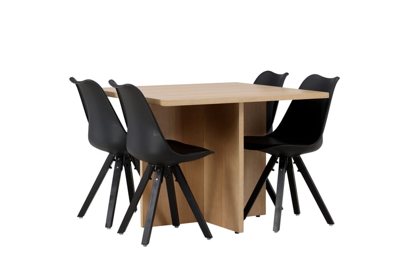 Leo Matgrupp 100 cm Rektangulär med 4 Zeno stolar - Svart - Möbler - Bord & matgrupper - Matgrupper
