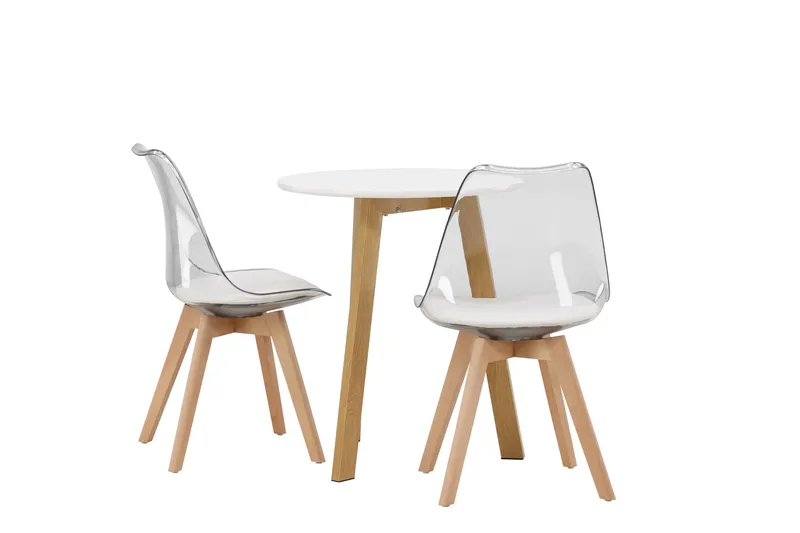 Leonora Matgrupp 65 cm Rund med 2 Edvin stolar - Vit - Möbler - Bord & matgrupper - Matgrupper