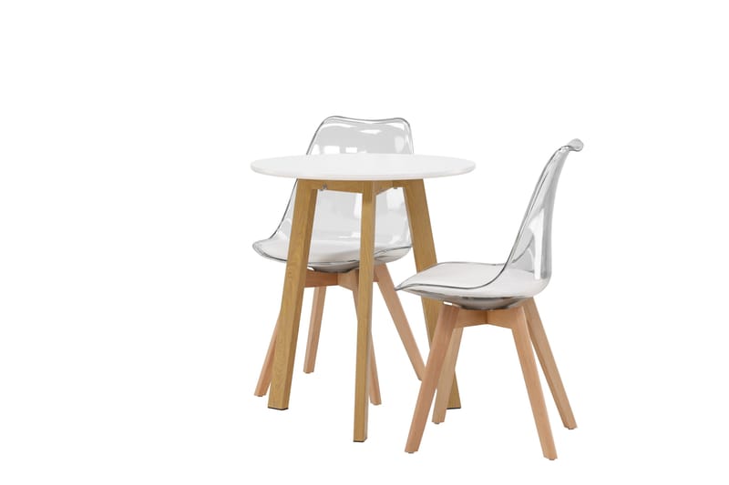 Leonora Matgrupp 65 cm Rund med 2 Edvin stolar - Vit - Möbler - Bord & matgrupper - Matgrupper