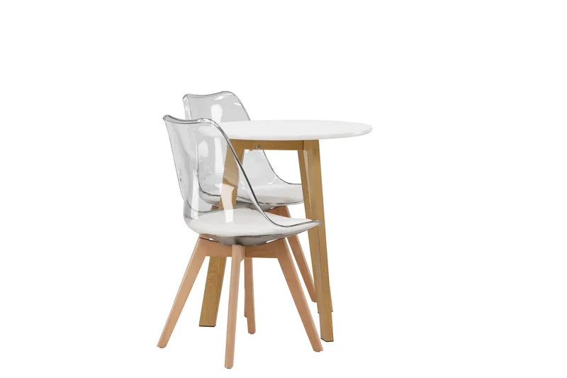 Leonora Matgrupp 65 cm Rund med 2 Edvin stolar - Vit - Möbler - Bord & matgrupper - Matgrupper